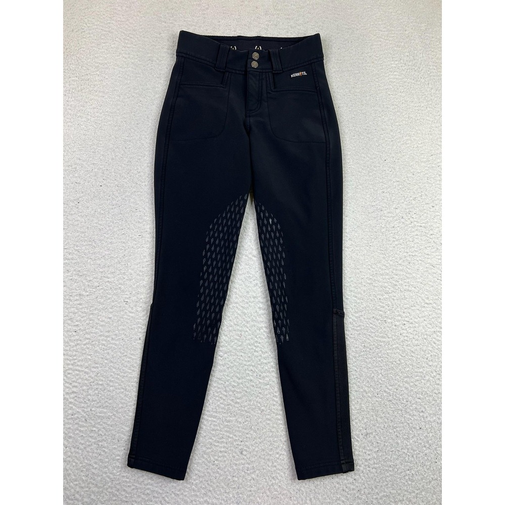 Kerrits Kids XS Black Fleece Lined Riding Breeches Knee Grip Ankle Pants
